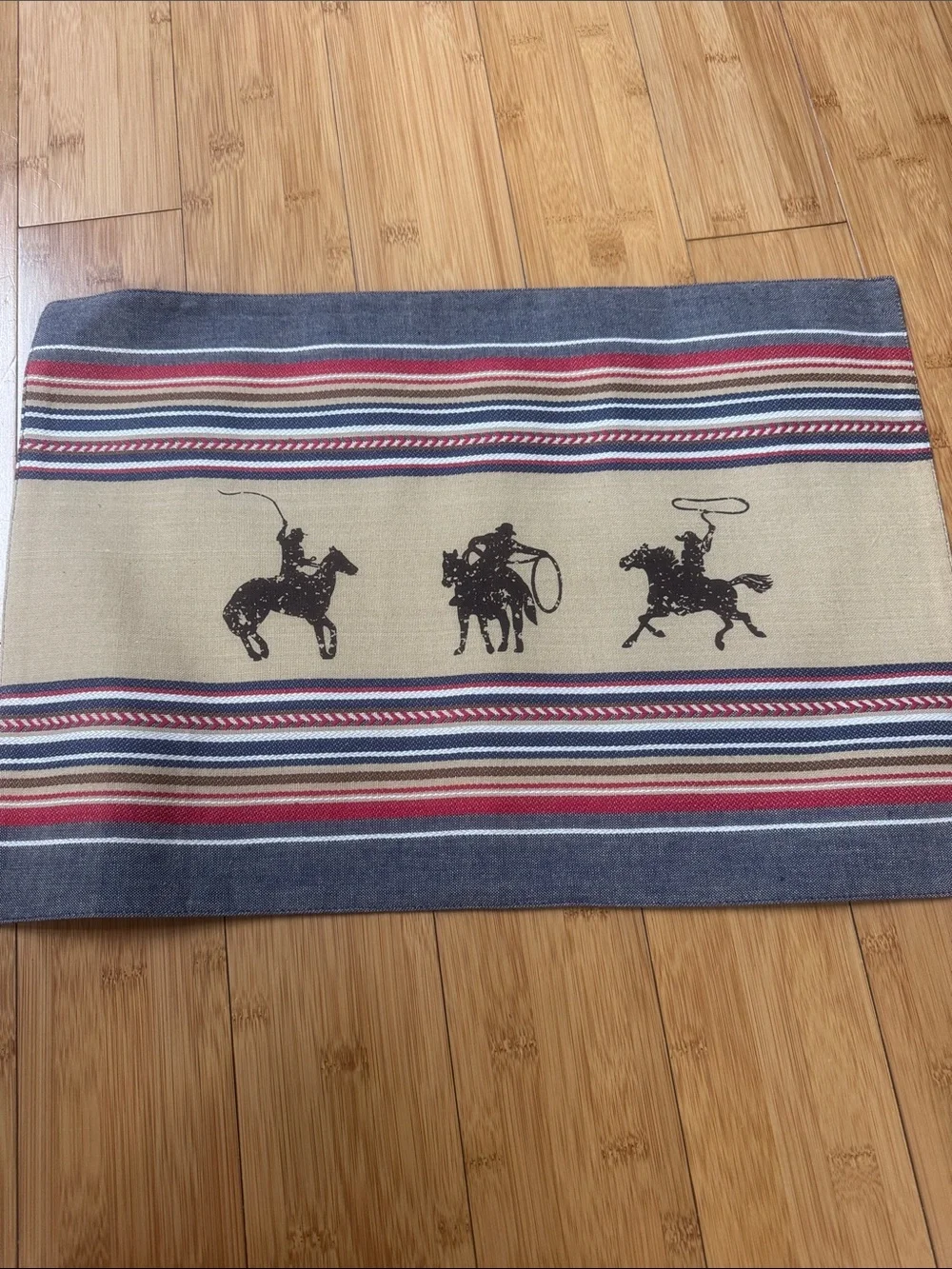 Southwestern Kokopelli Stripe Placemats - Teal, Tan, Brown - set of 4